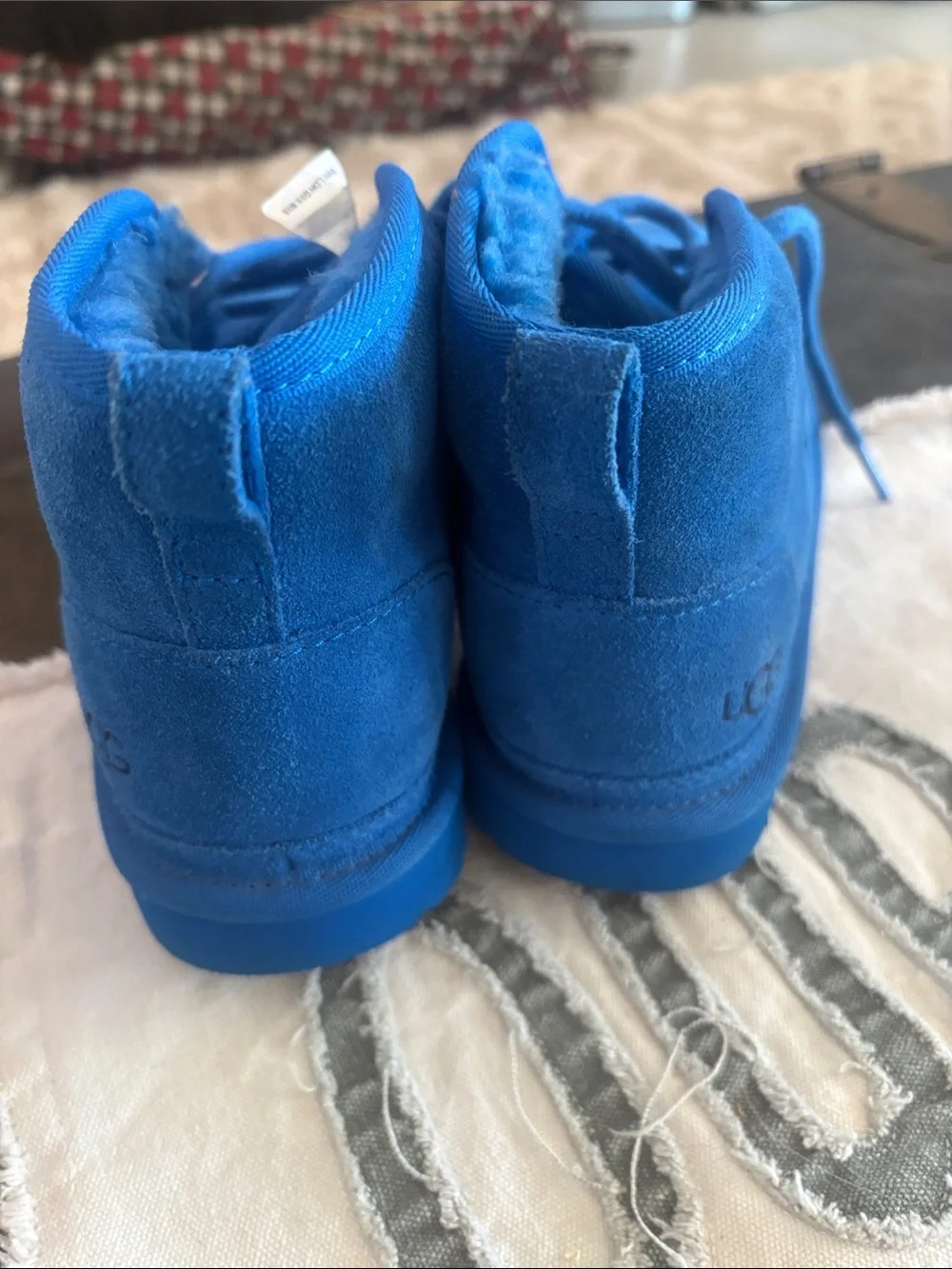 UGG Kids Bright Blue Suede Lace-Up Boots
